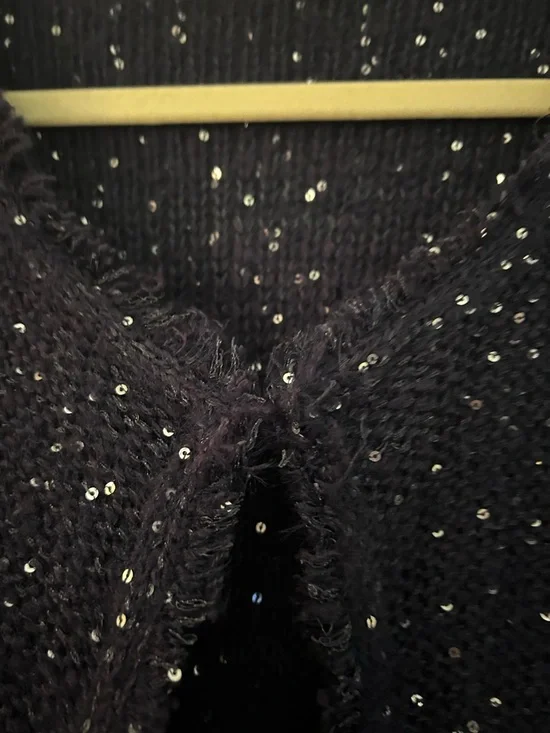 Sioni Deep Navy Sequin Knit Sweater XL - Picture 9 of 14